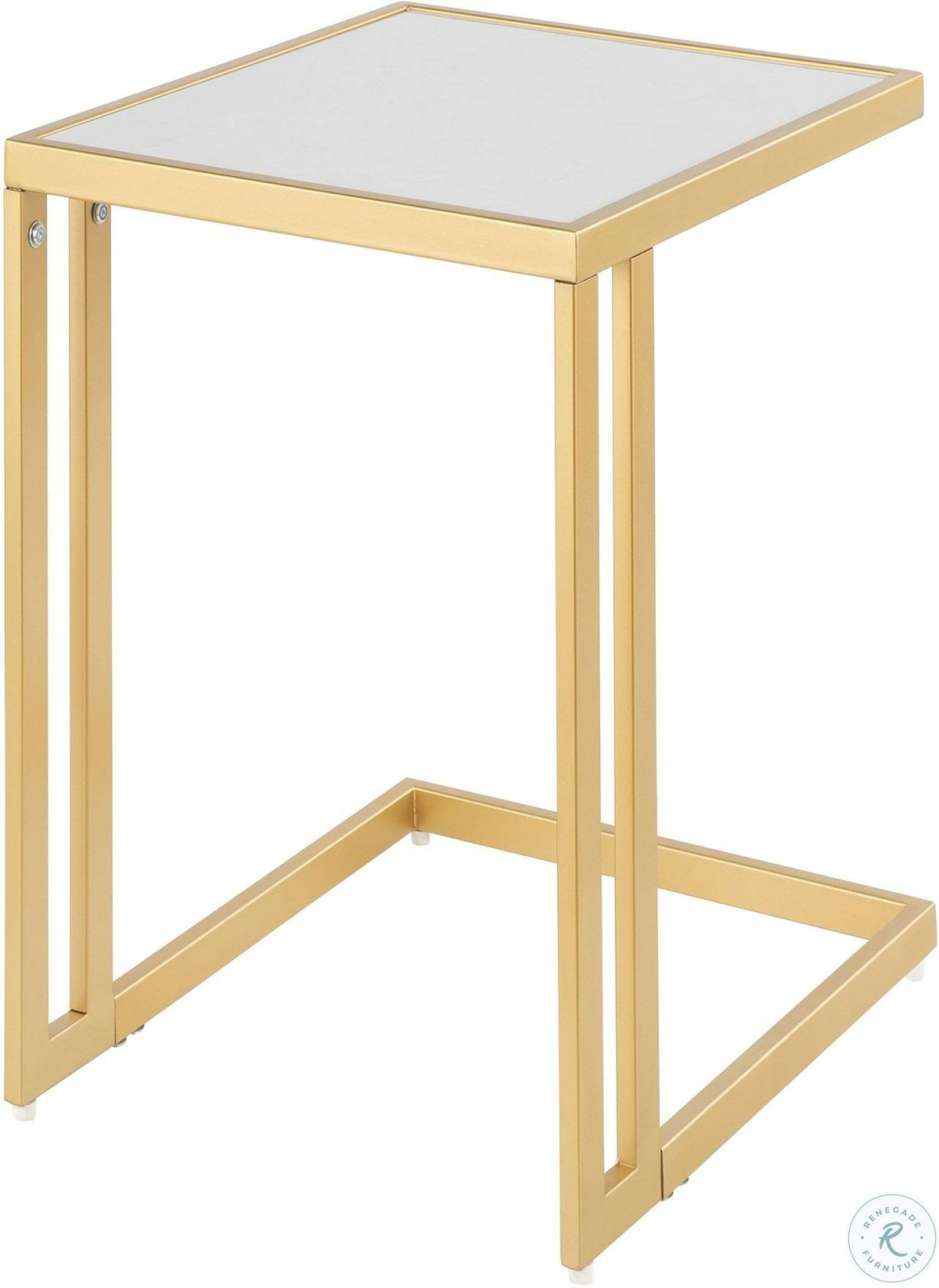 Gold Metal White Marble Side Table Y444