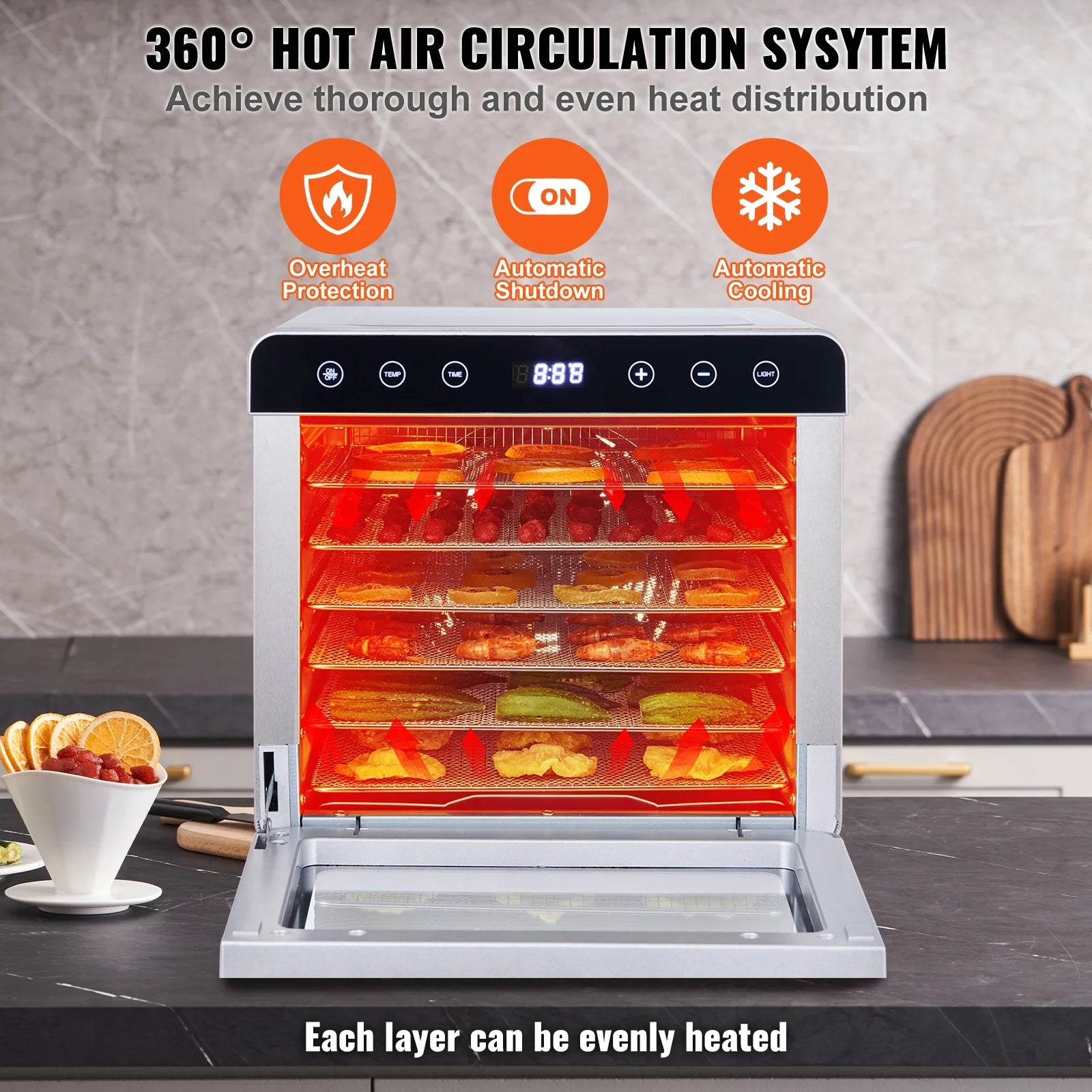 6 Tray Stainless Steel Food Dehydrator Machine P8310