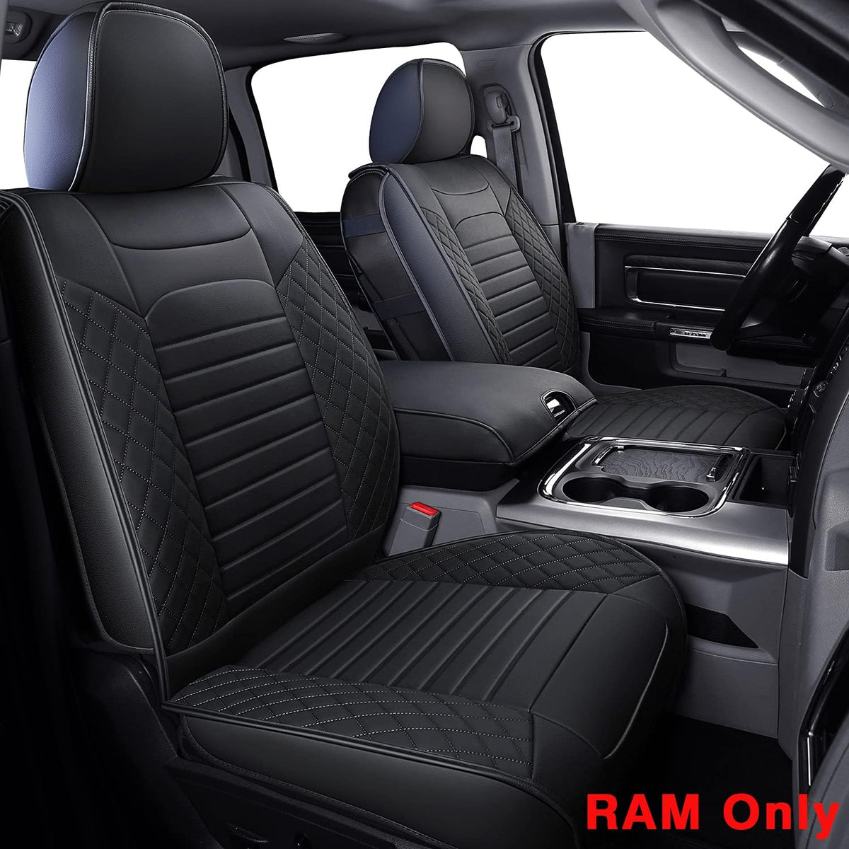Black Waterproof Faux Leather Bench Seat Covers W58543