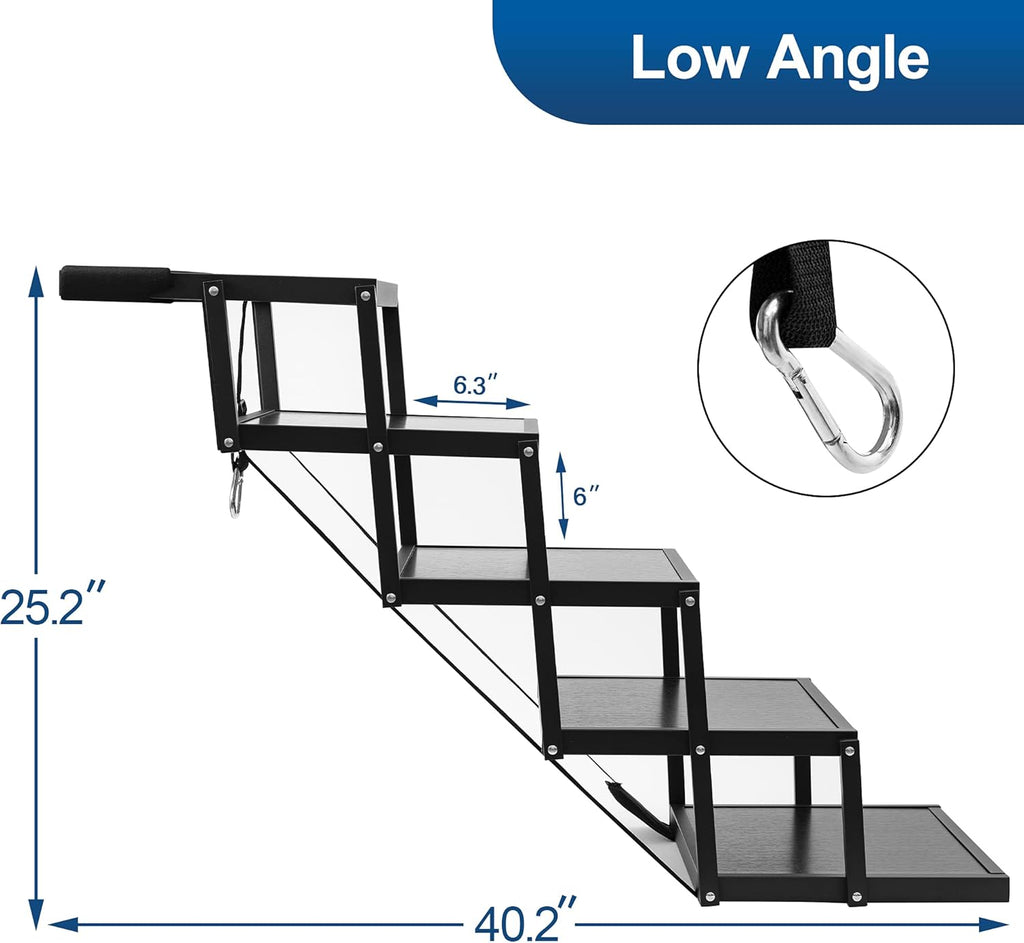 Foldable Aluminum 5 Step Dog Stairs with Nonslip Surface, Pack of 2 J418