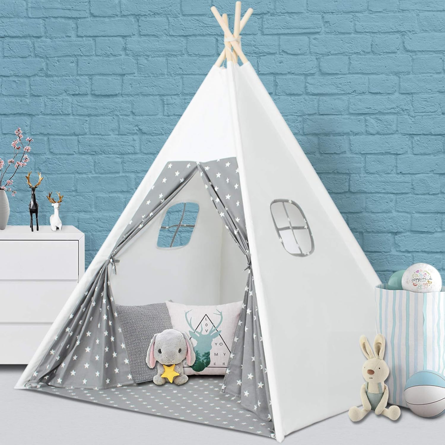 Kids Teepee Play Tent with Carry Case and Two Windows P94585