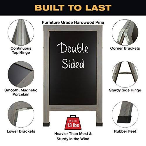 Heavy-Duty Sandwich Board Sidewalk Chalkboard Sign with Chalk Markers, Stencil Set, Chalk, Eraser Z75856