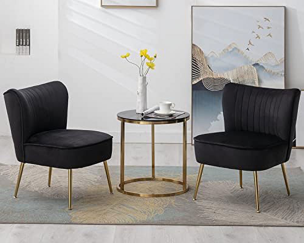 Light Gray Velvet Accent Chair with Golden Legs K5370