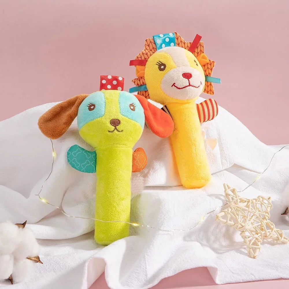 3 Pack Baby Rattles Soft Sensory Toys Stuffed Animals Hand Grip Set A2472