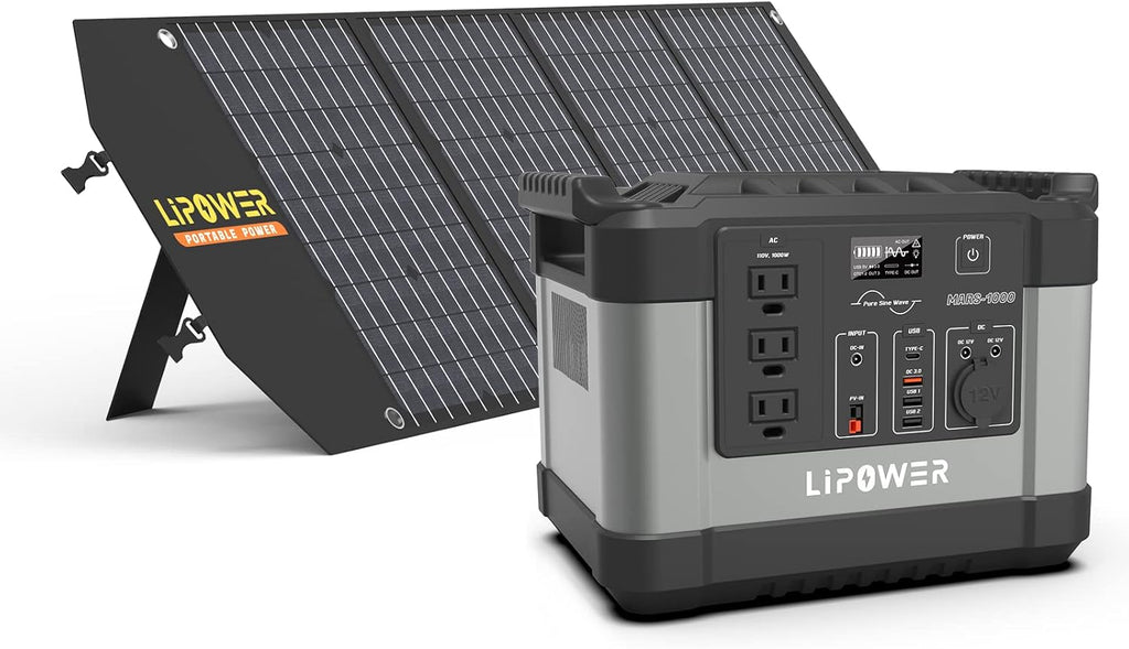 Portable Power Station 1000W Solar Generator with 3 110V Pure Sine Wave AC Outlet H437083