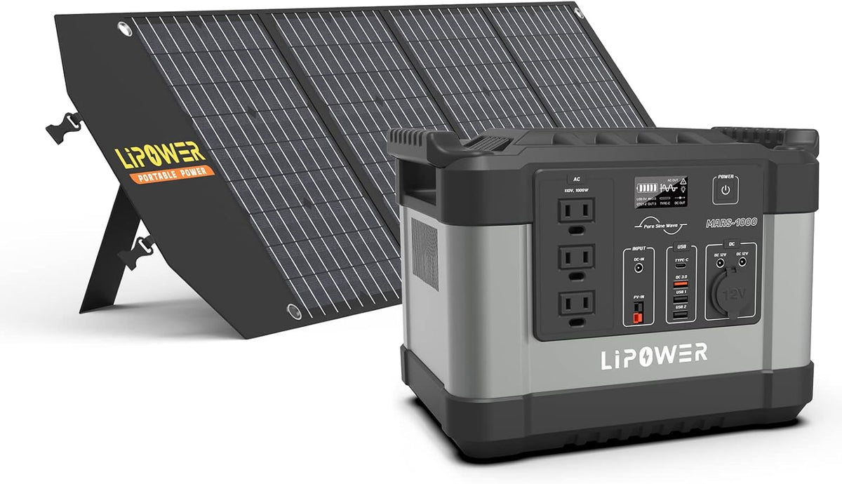 Portable Power Station 1000W Solar Generator with 3 110V Pure Sine Wave AC Outlet H437083