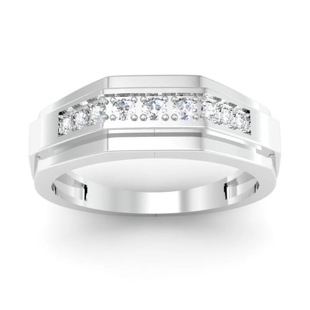 Sterling Silver Mens Diamond Wedding Band, Size 9 K629