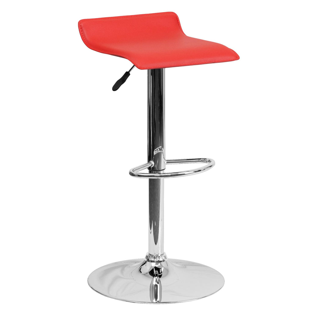 Red Vinyl Height Adjustable Barstool with Chrome Base Z6723