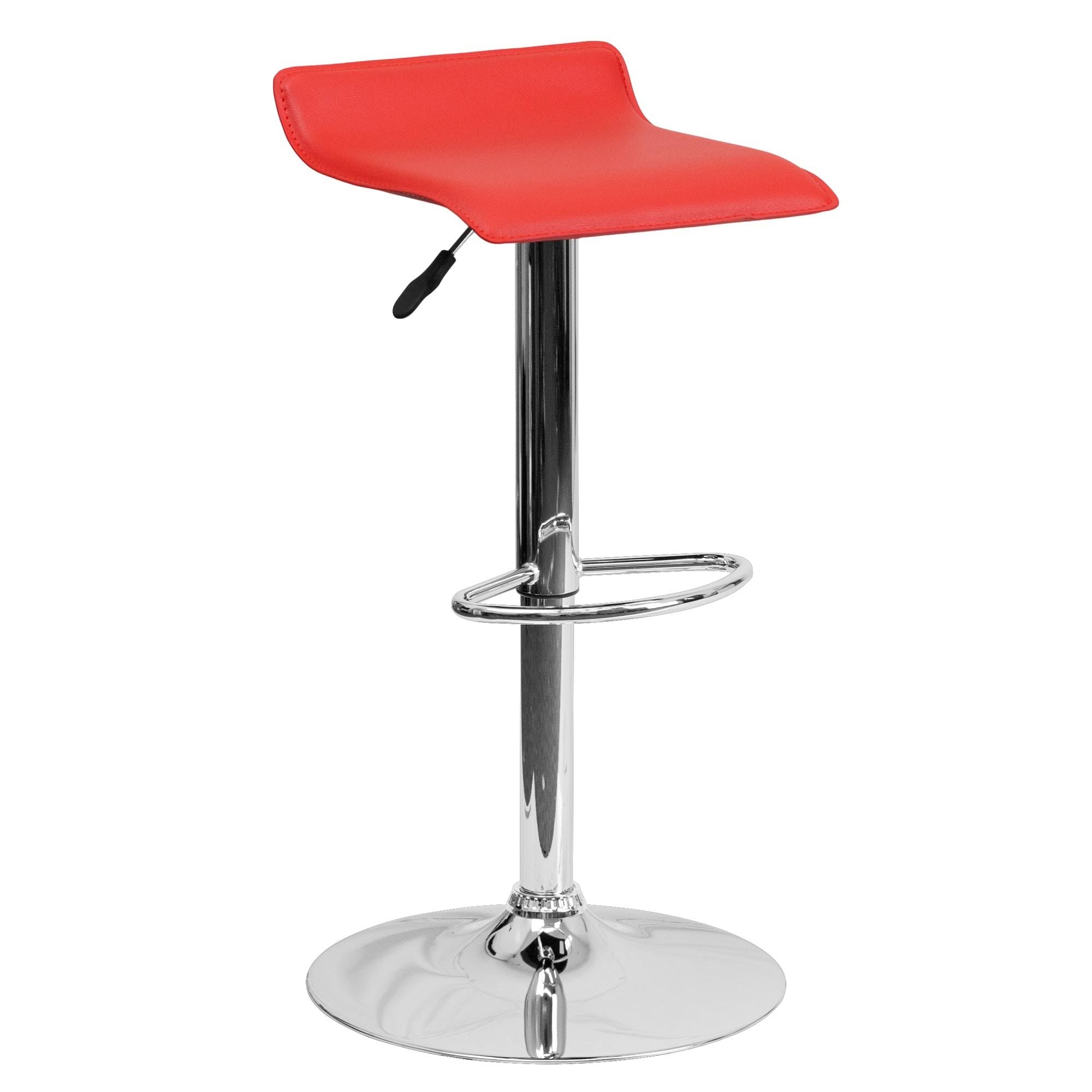 Red Vinyl Height Adjustable Barstool with Chrome Base Z6723