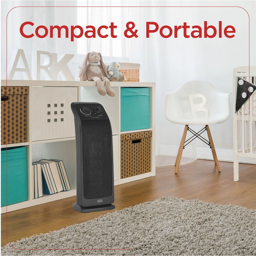 Black Oscillating Ceramic Tower Space Heater Z424