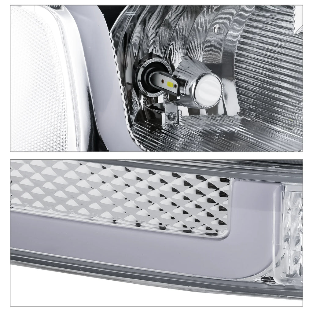 Switchback LED Tube DRL Headlights Assembly with 2 Pairs Pre-Assembled LED Bulbs N792349