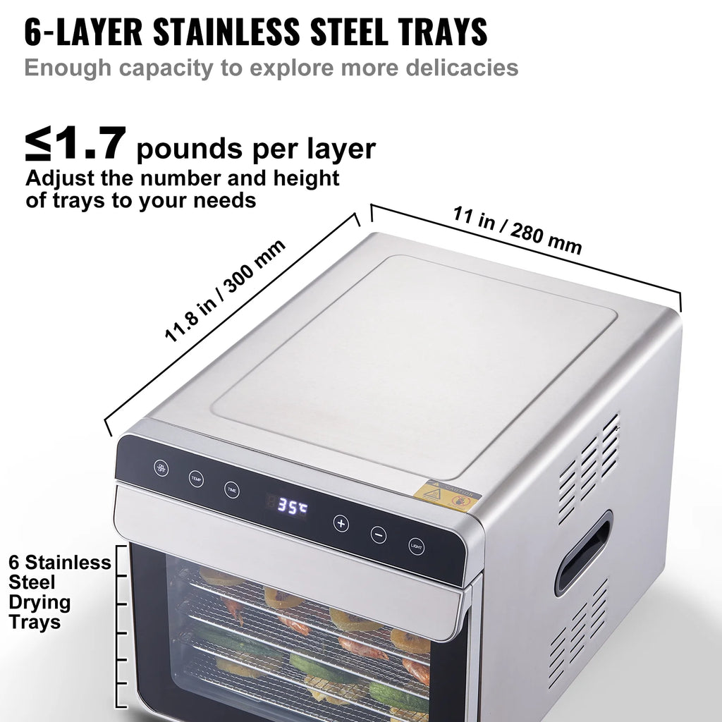 6 Tray Stainless Steel Food Dehydrator Machine P8310
