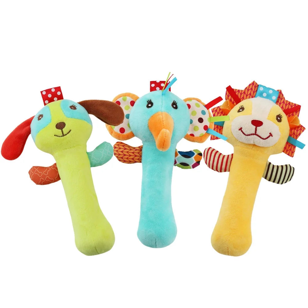 3 Pack Baby Rattles Soft Sensory Toys Stuffed Animals Hand Grip Set A2472