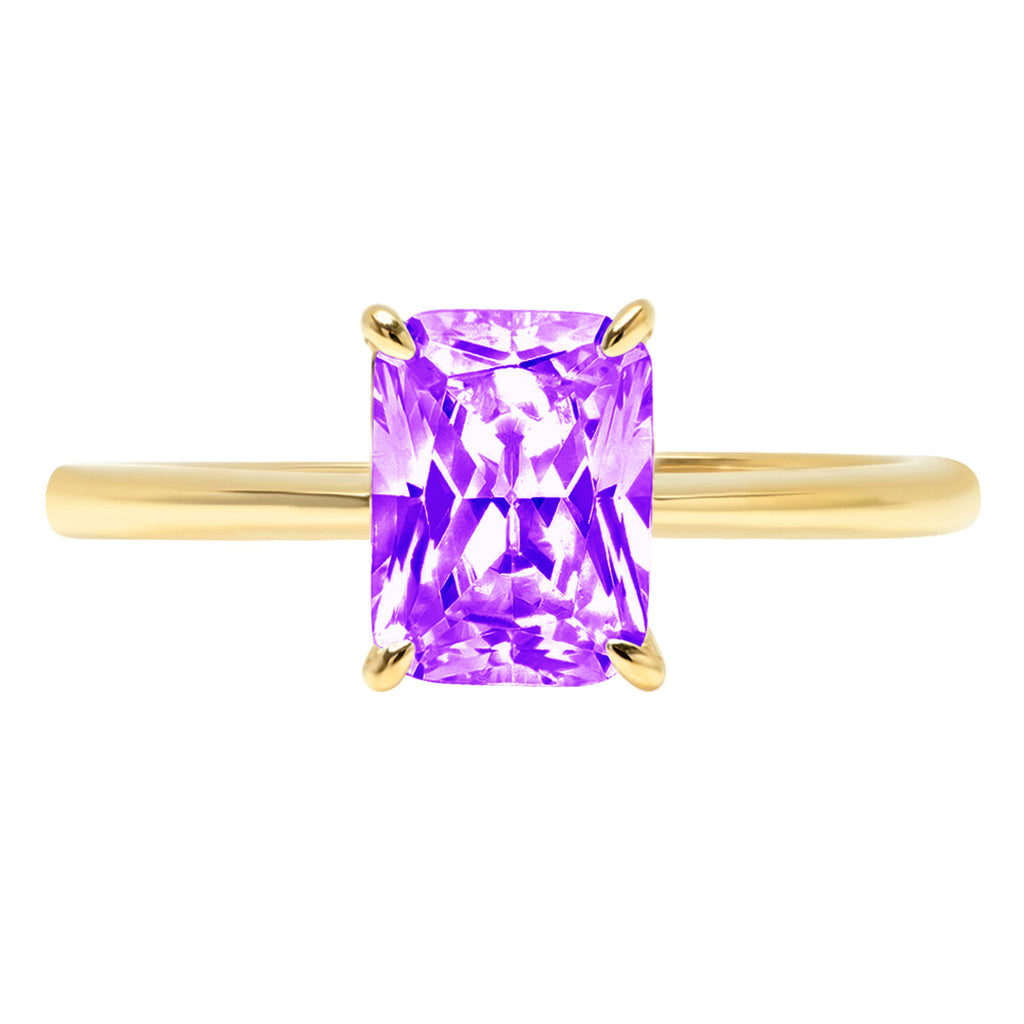 14k Yellow Gold Amethyst Solitaire Ring Y58548