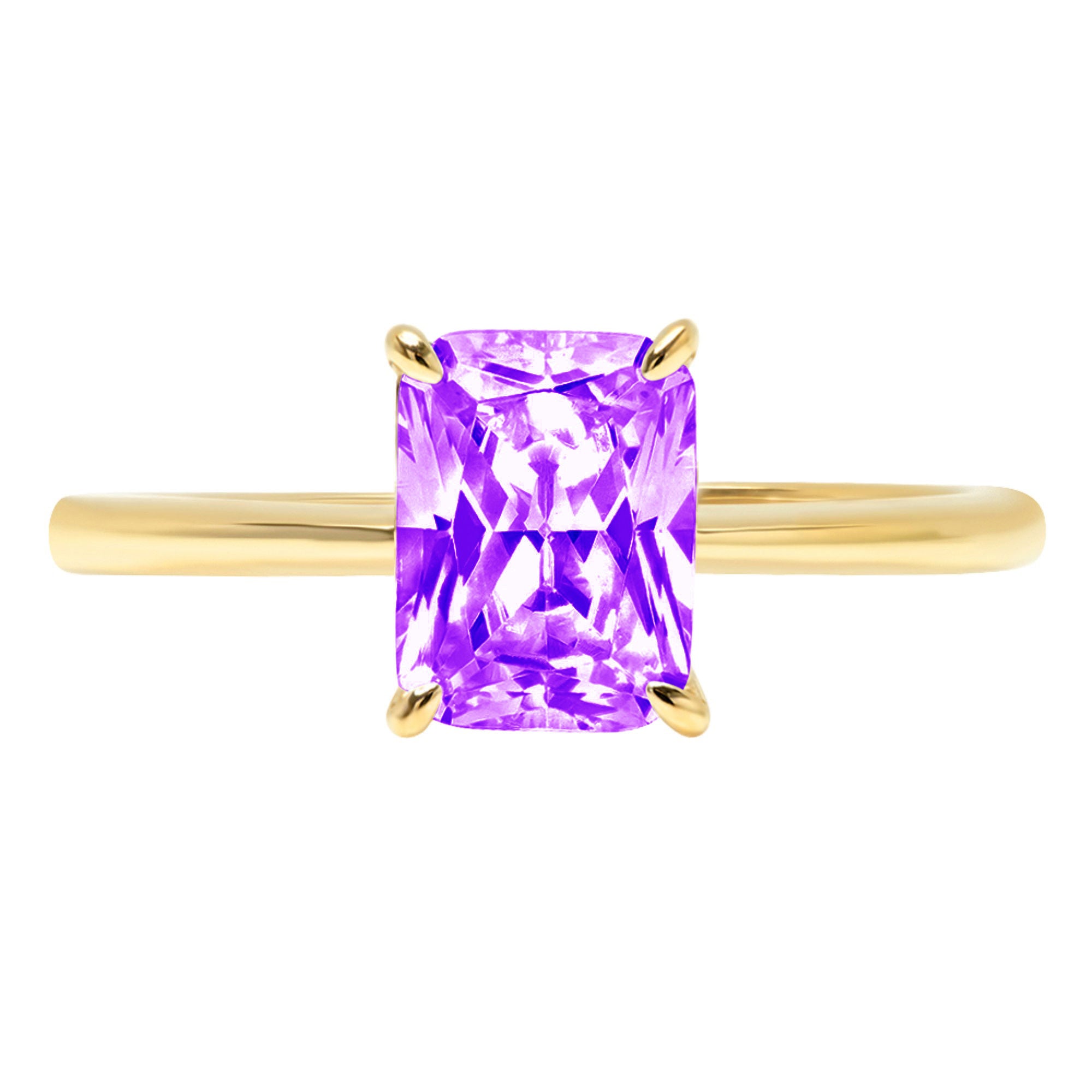 14k Yellow Gold Amethyst Solitaire Ring Y58548