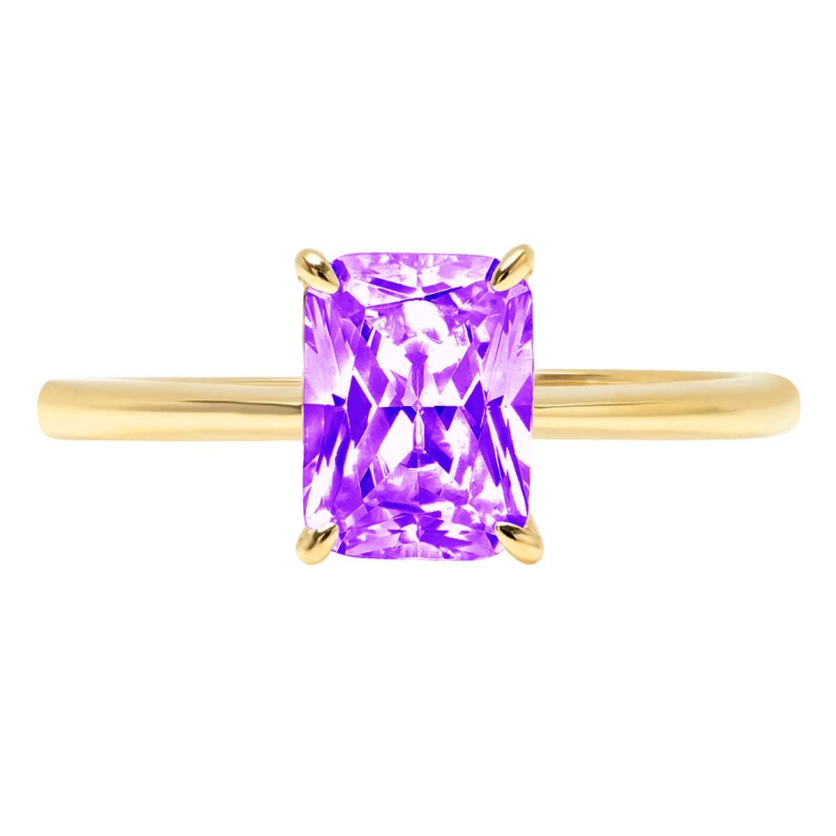 14k Yellow Gold Amethyst Solitaire Ring Y58548