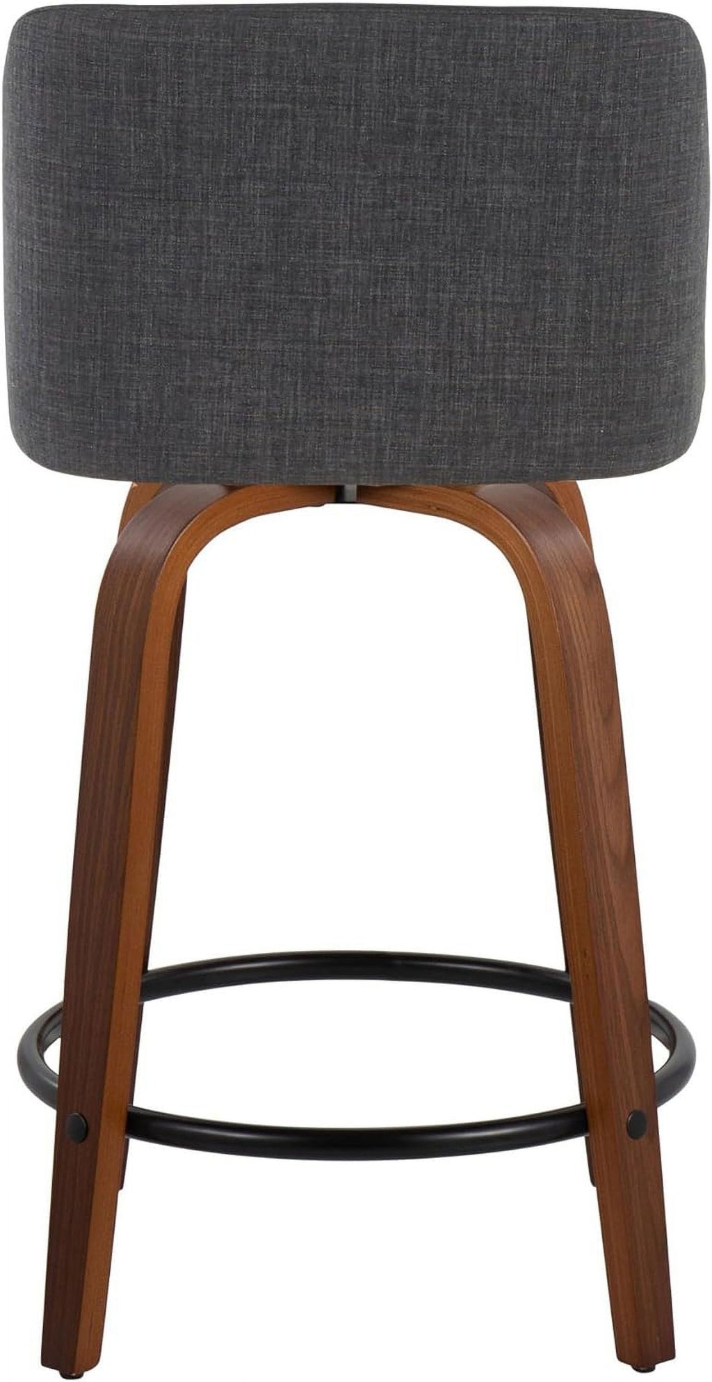 24" Counter Stool With Swivel In Walnut Wood And Charcoal Fabric - Set Of 2 A75985