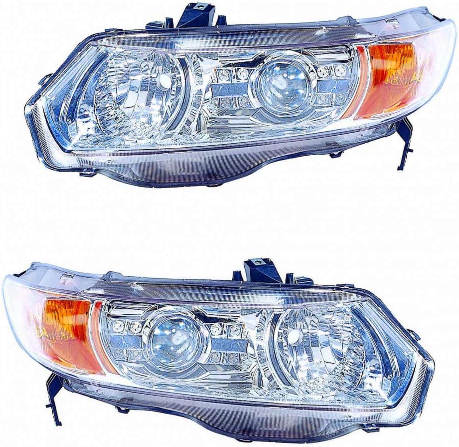 Headlight Assembly Projector Pair Chrome LED F778