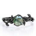 0.50 Carat Round Moss Green Agate Engagement Ring B4015