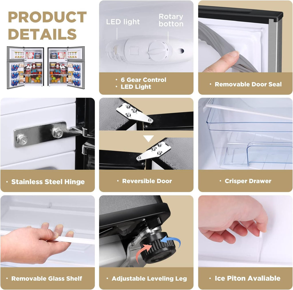 3.2 Cu.Ft Compact Refrigerator with Freezer, Black W759