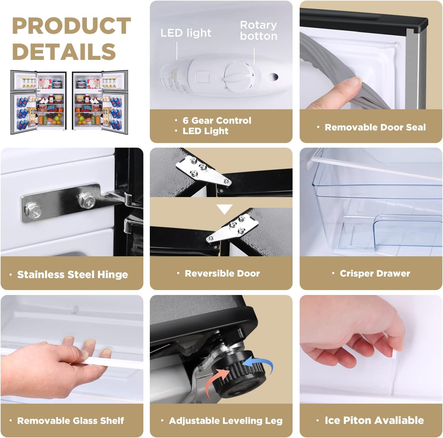 3.2 Cu.Ft Compact Refrigerator with Freezer, Black W759