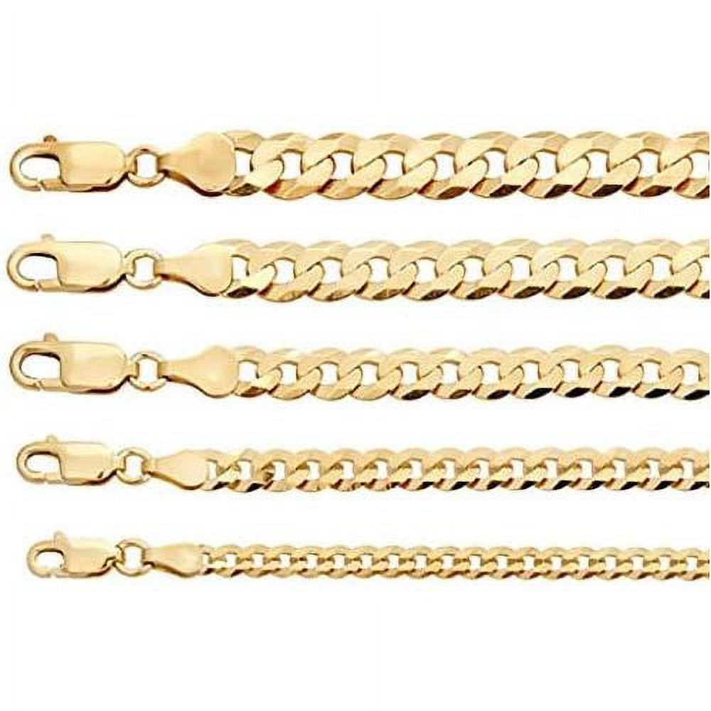 14k over solid 925 sterling silver flat cuban chain necklace V56064