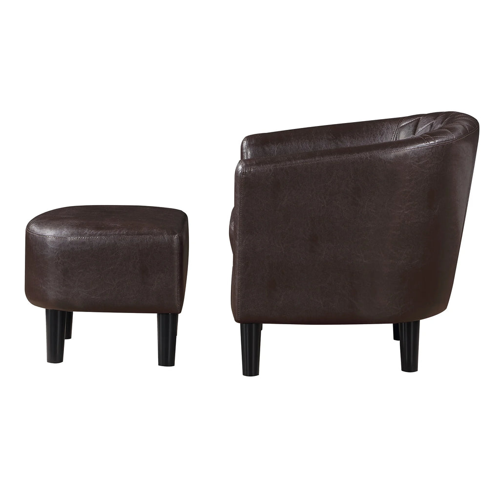 Espresso Faux Leather Accent Chair with Ottoman C106