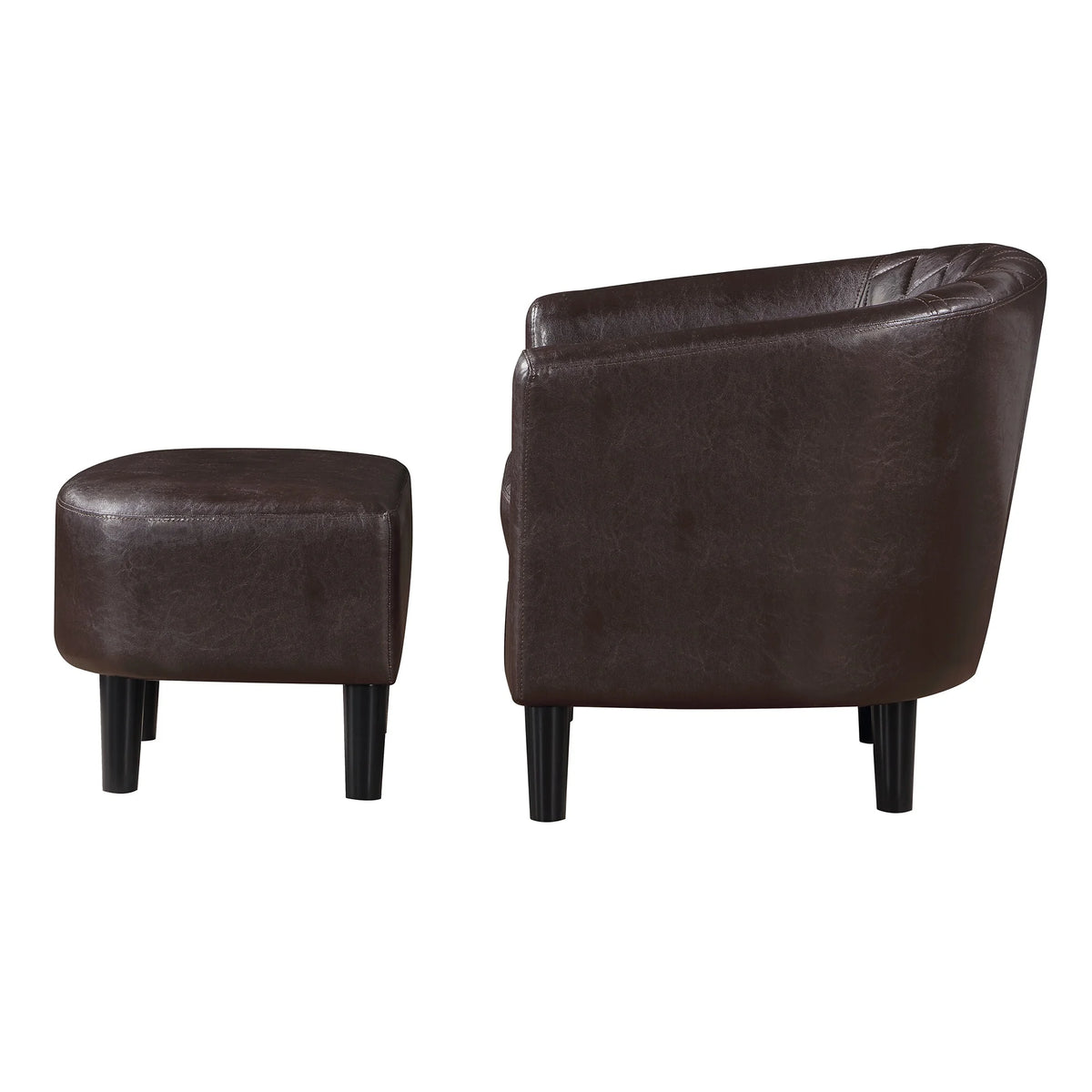 Espresso Faux Leather Accent Chair with Ottoman C106