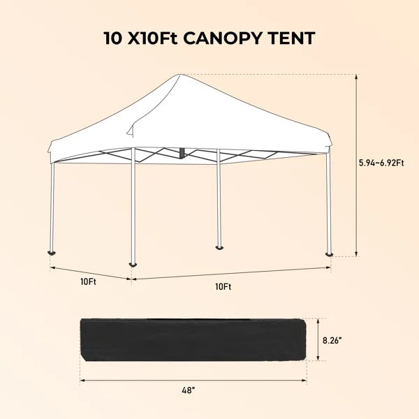 Black Detachable Fabric Outdoor Pop-Up Pavilion Canopy U202214