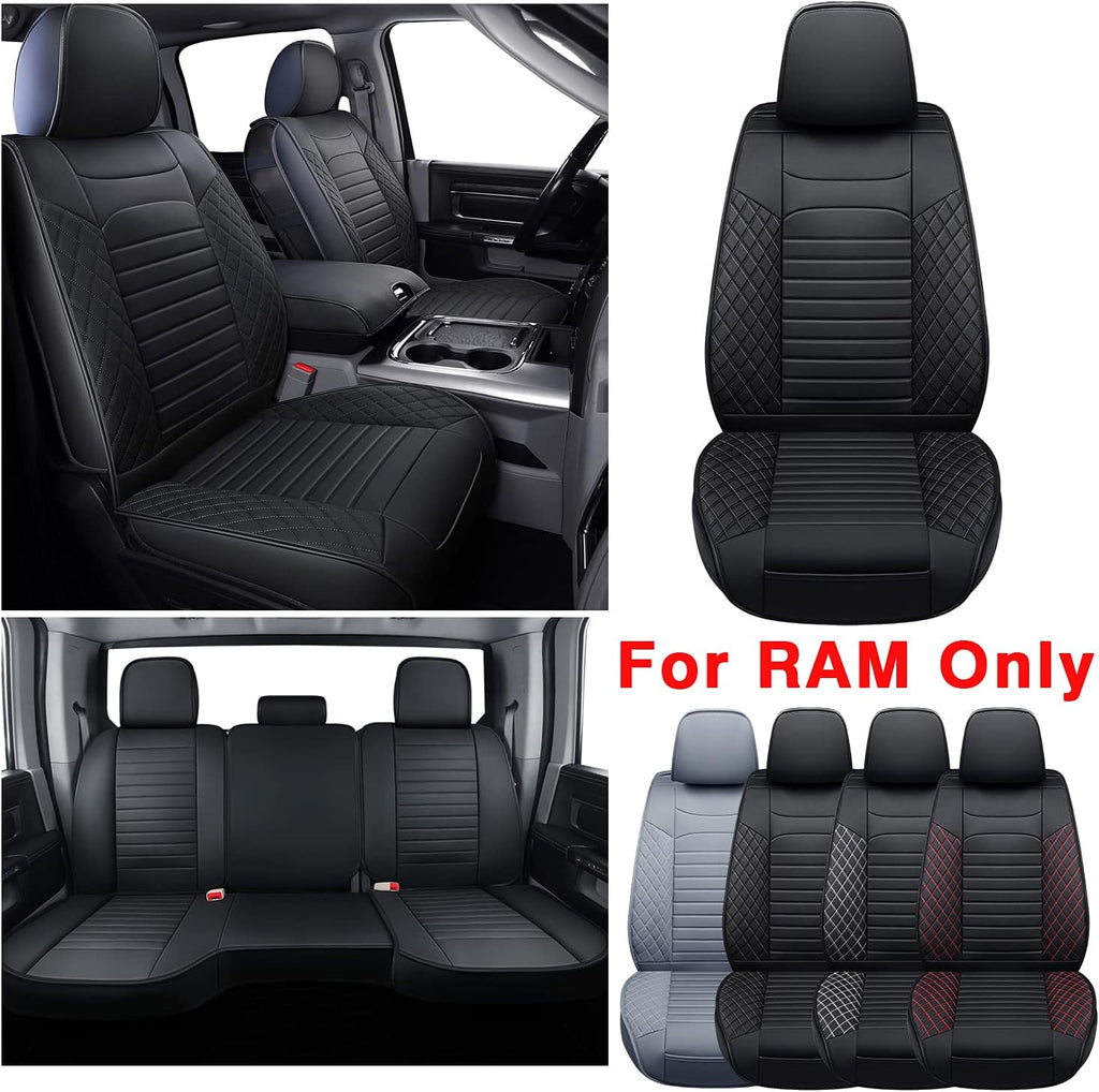 Black Waterproof Faux Leather Bench Seat Covers W58543