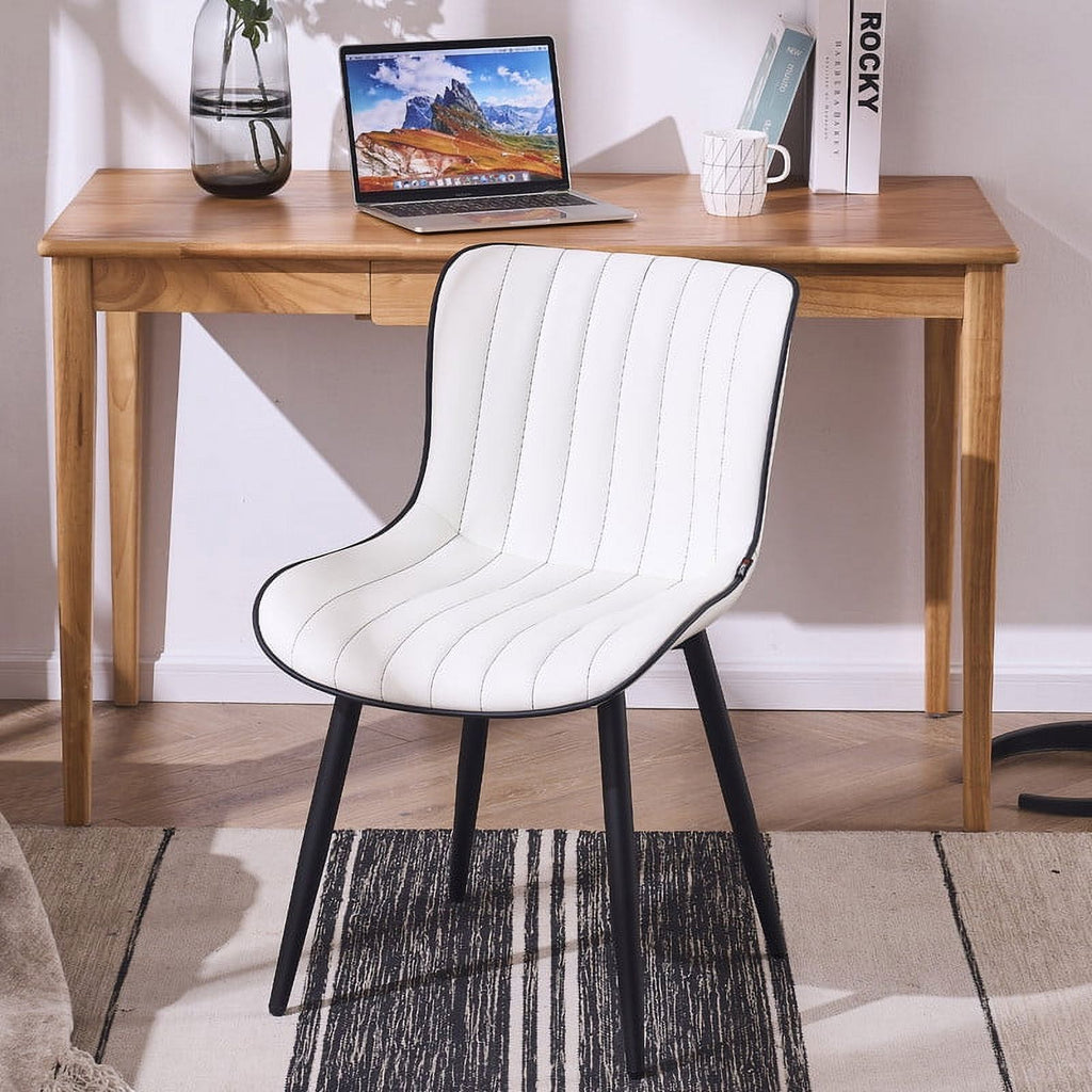 White Faux Leather Dining Chair Set of 2 F18943