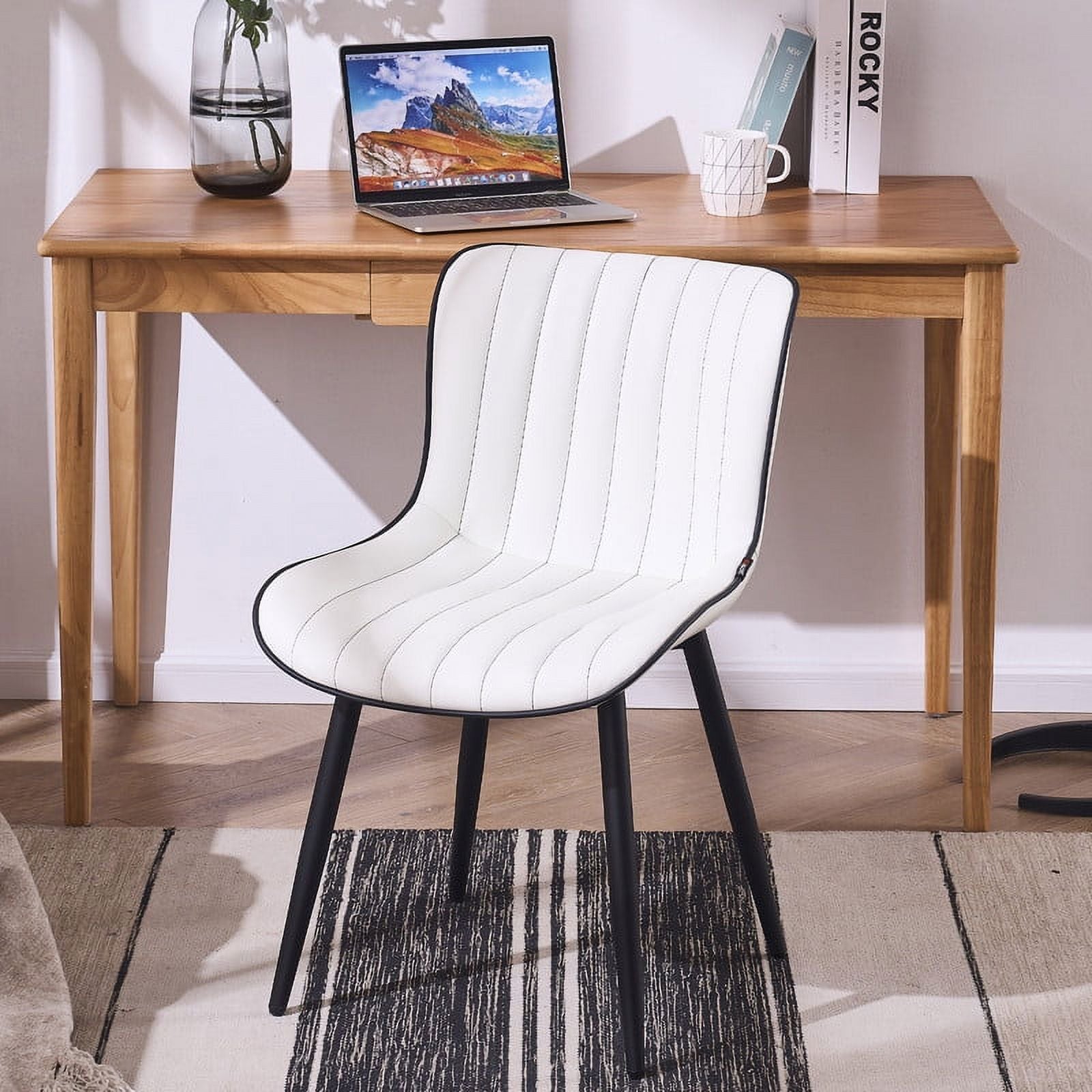 White Faux Leather Dining Chair Set of 2 F18943