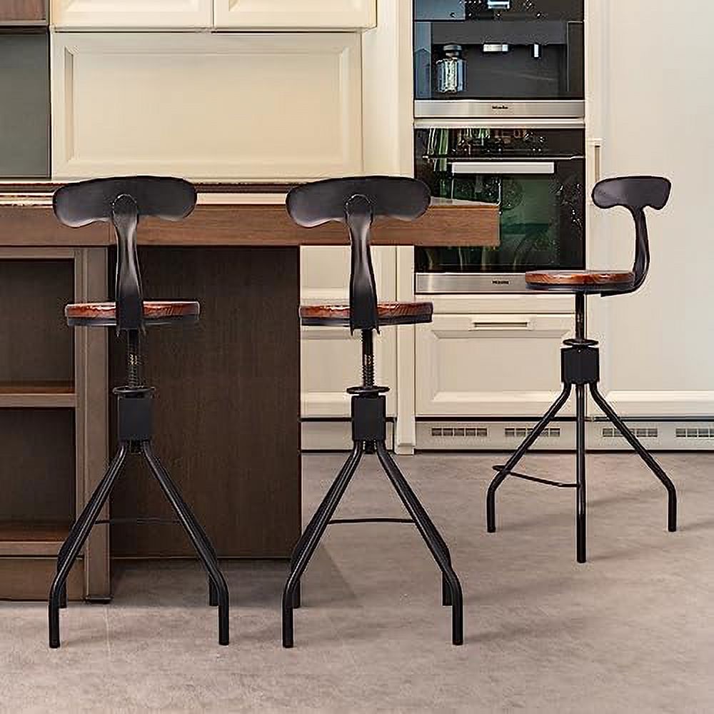 Industrial Swivel Counter Height Adjustable Stool with Backrest M69733