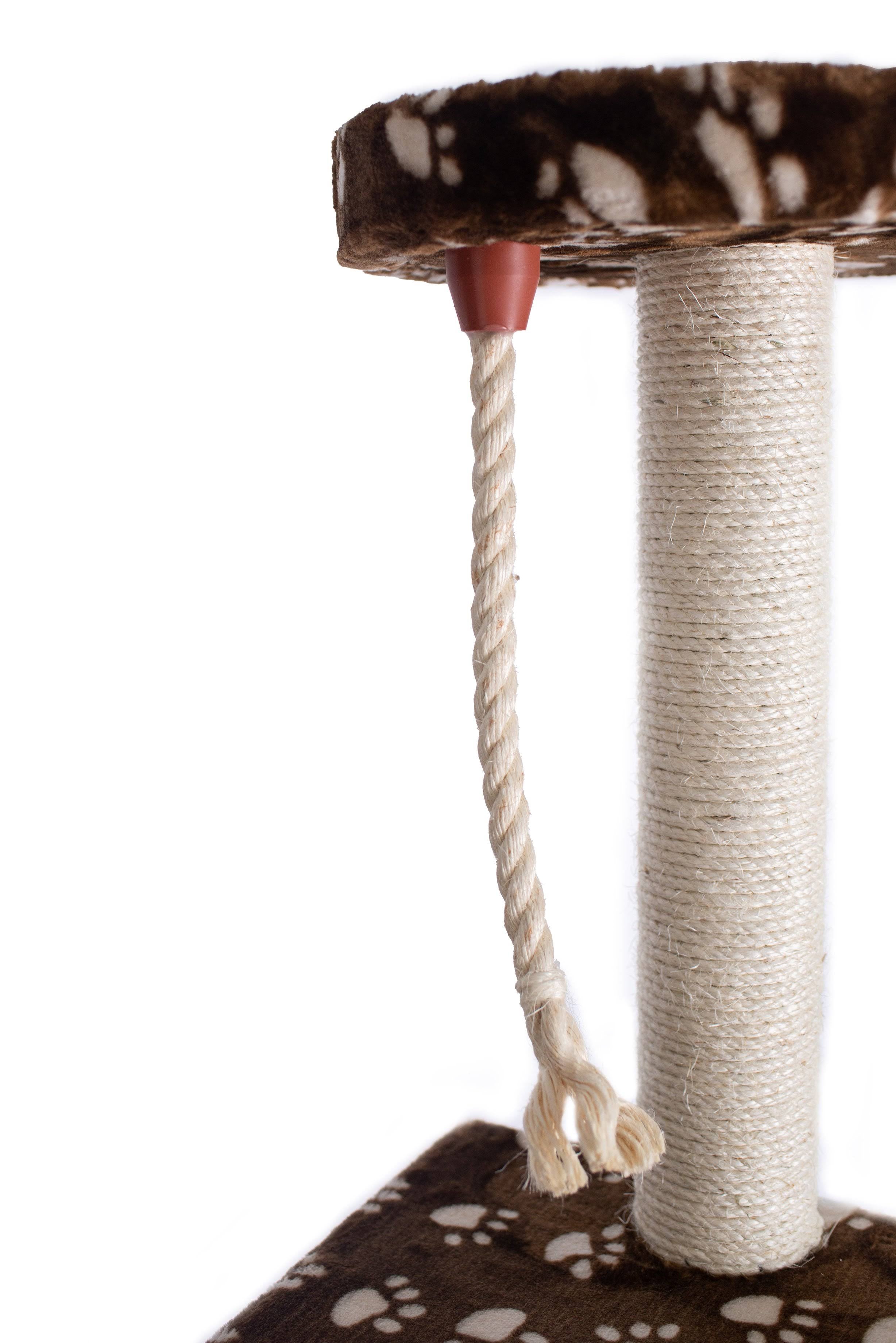 Saddle Brown/White Paw Print Cat Tree I513
