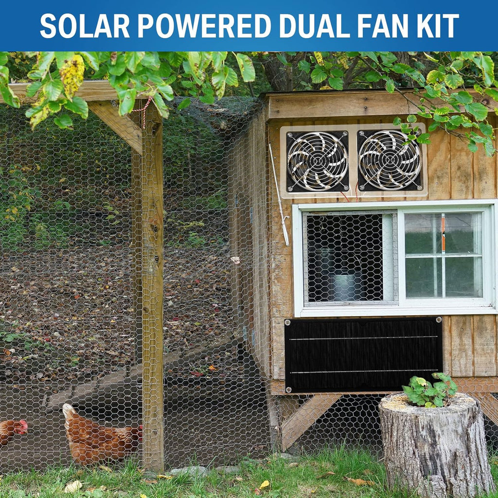 10W 12V Solar Powered Dual Fan Waterproof Exhaust Fan with Cable I30373