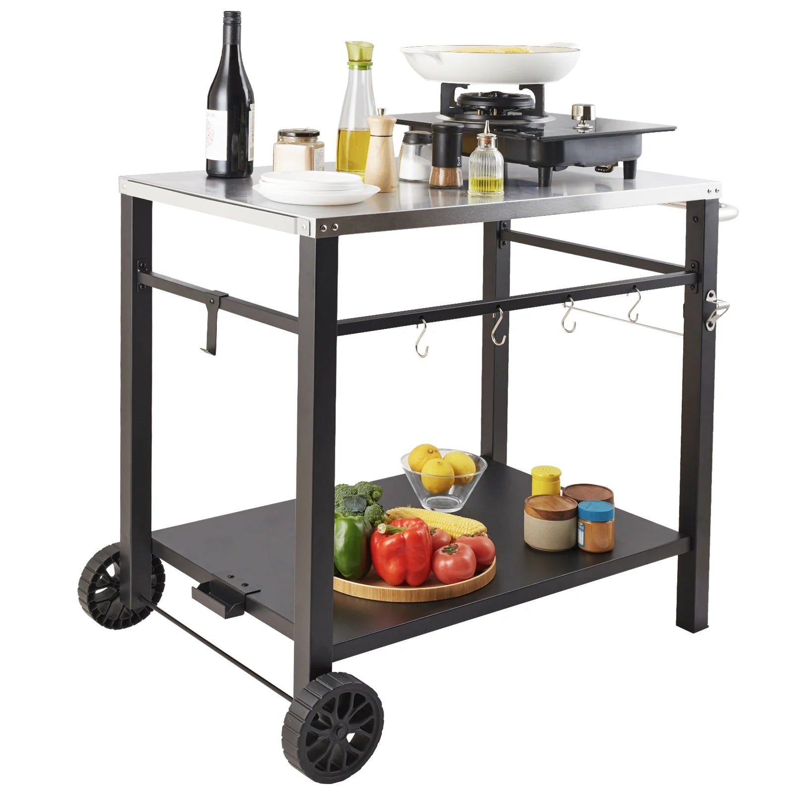 Outdoor Grill Dining Cart with Stainless Steel Table Top R400441