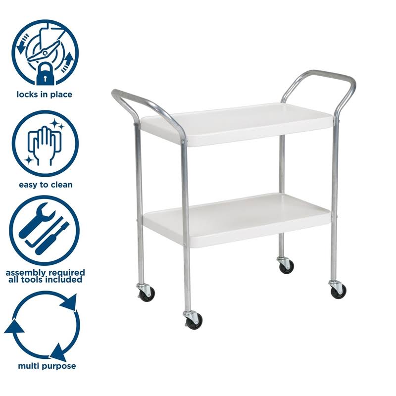 White 2 Tier Serving Cart M123
