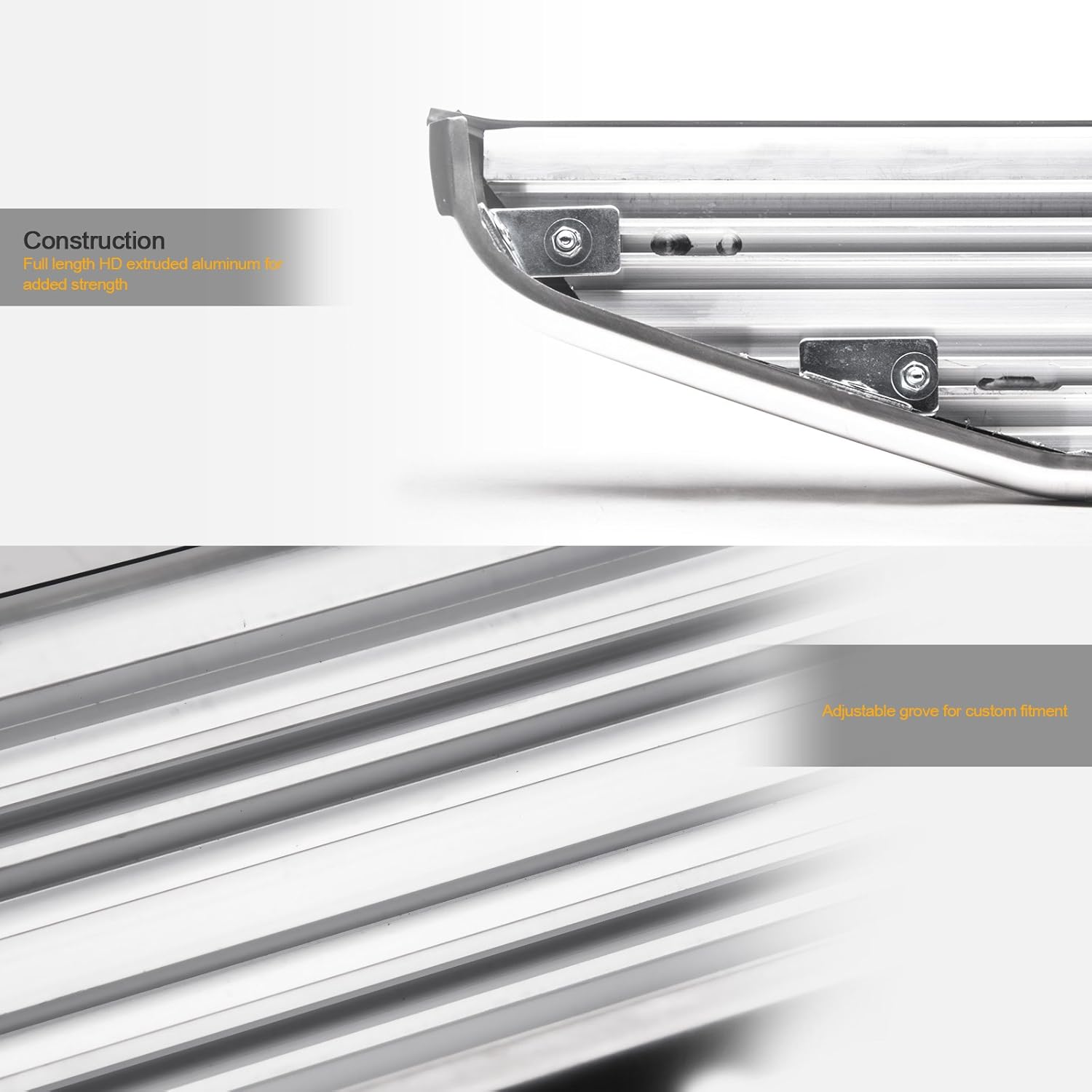 6 VP Series Aluminum Running Boards Black With Chrome Trim H94887