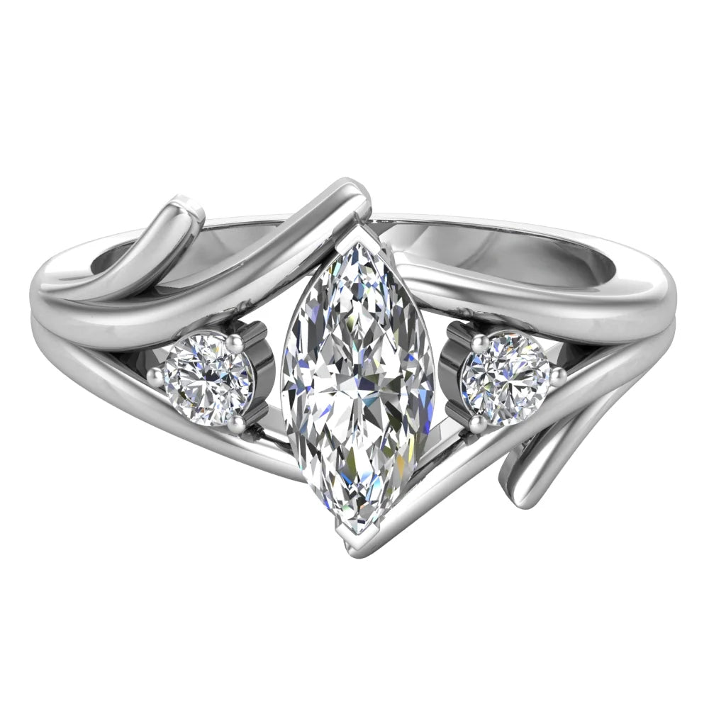 14K White Gold Marquise Cut Engagement Ring C345665