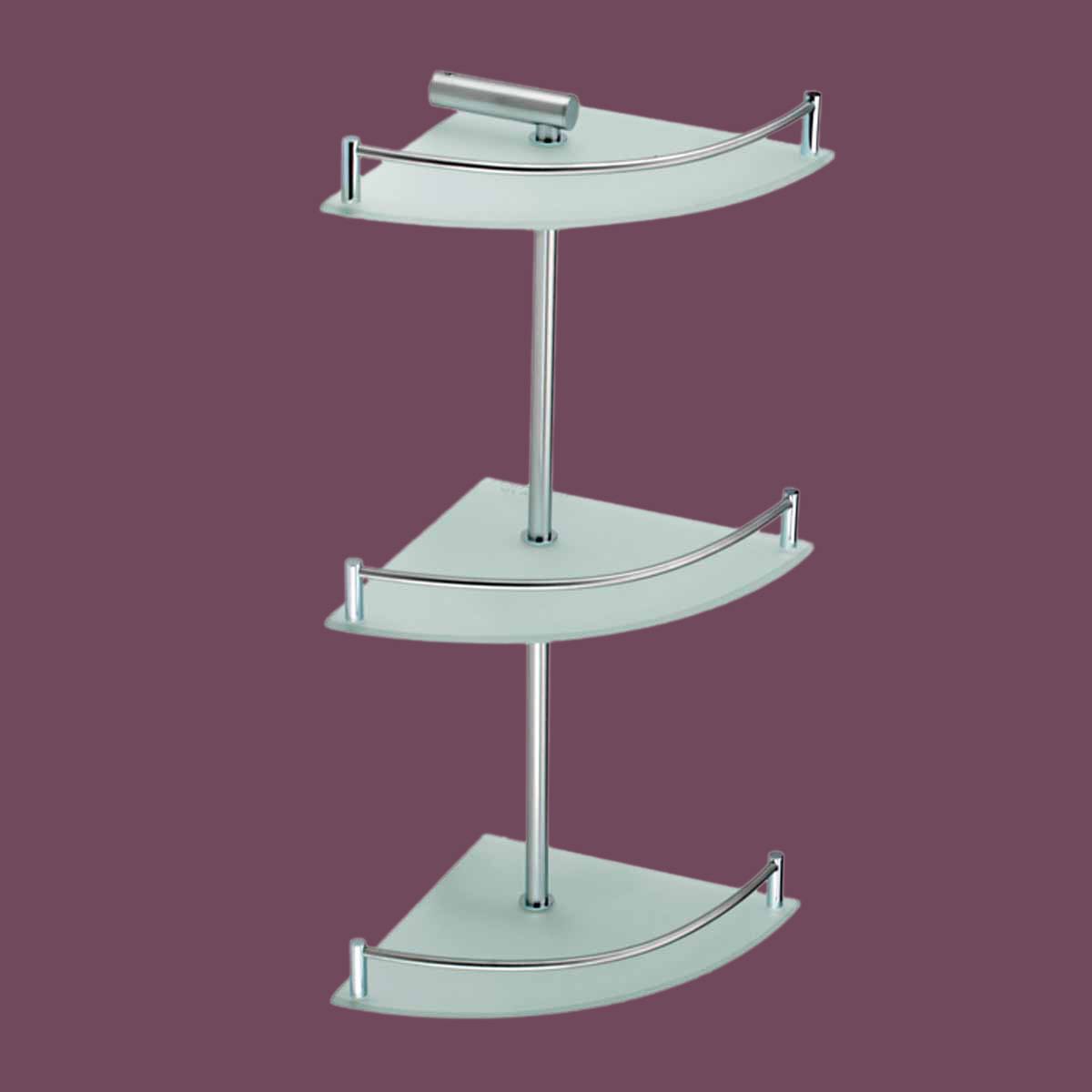 3 Tier Corner Stainless Steel Glass Shelves C185