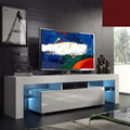 LED TV Stand with RGB Lights, Clear Glass Shelving J28595