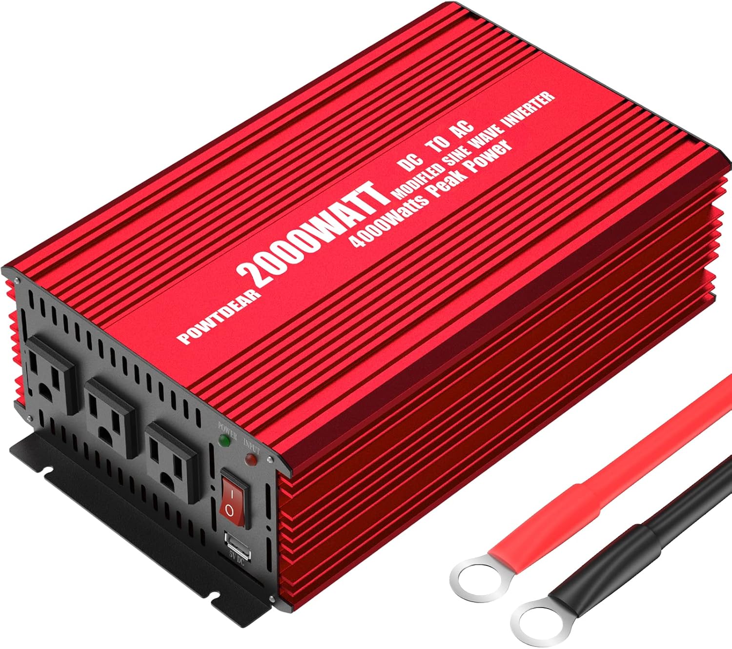2000 Watt Power Inverter with 2.4A USB Ports 3 AC Outlets W966