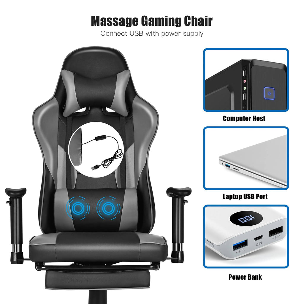 Black Gaming High Back Office Chair with Footrest Y97903