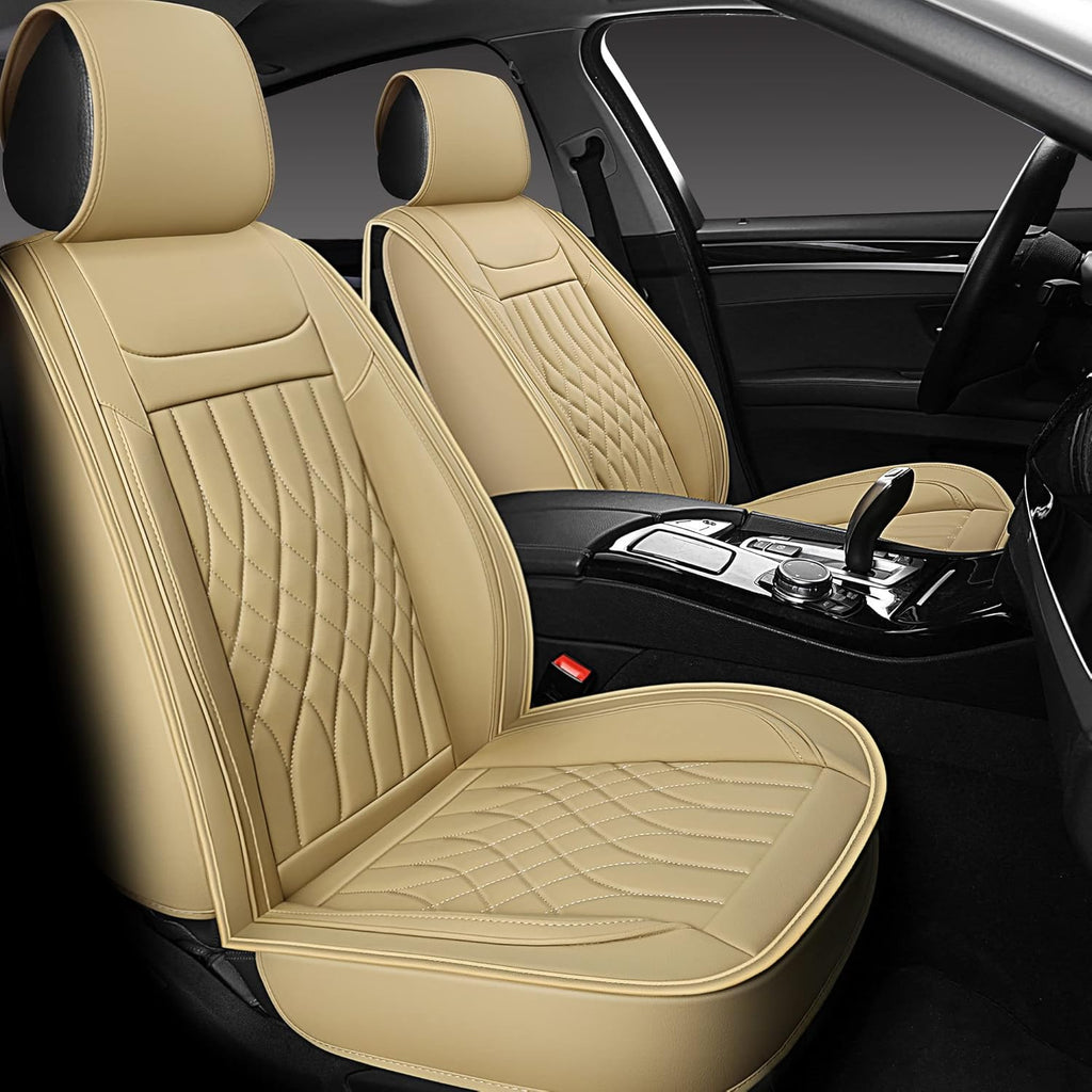 Grey Leather Car Seat Covers 2 PCS Front Y168