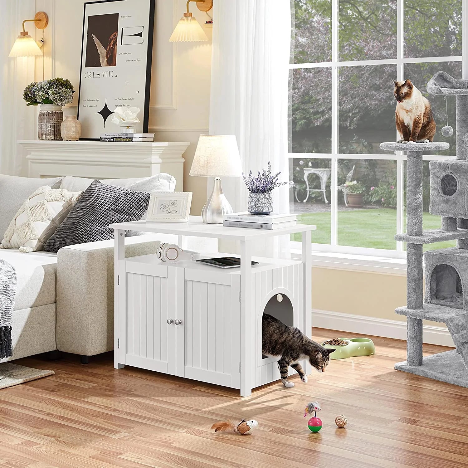 Cat Litter Box Enclosure with Storage Shelf T608531