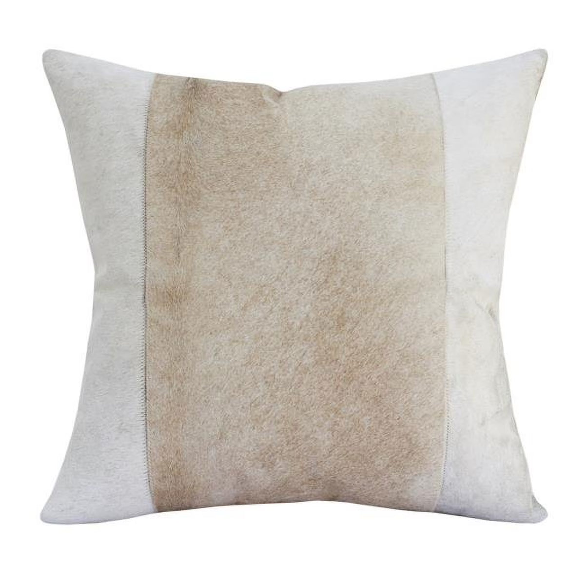 Beige & Ivory Striped Faux Leather Zippered Pillow F220