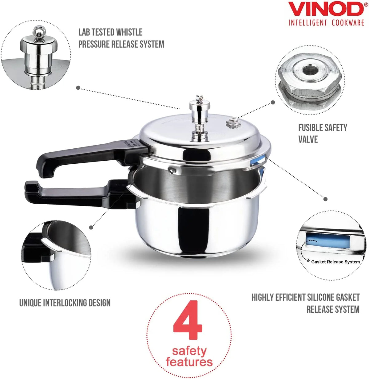 Stainless Steel 3 Liter Induction Base Pressure Cooker X72287