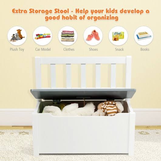 4 Pcs Kids Wood Table Chairs Set Gray C87155