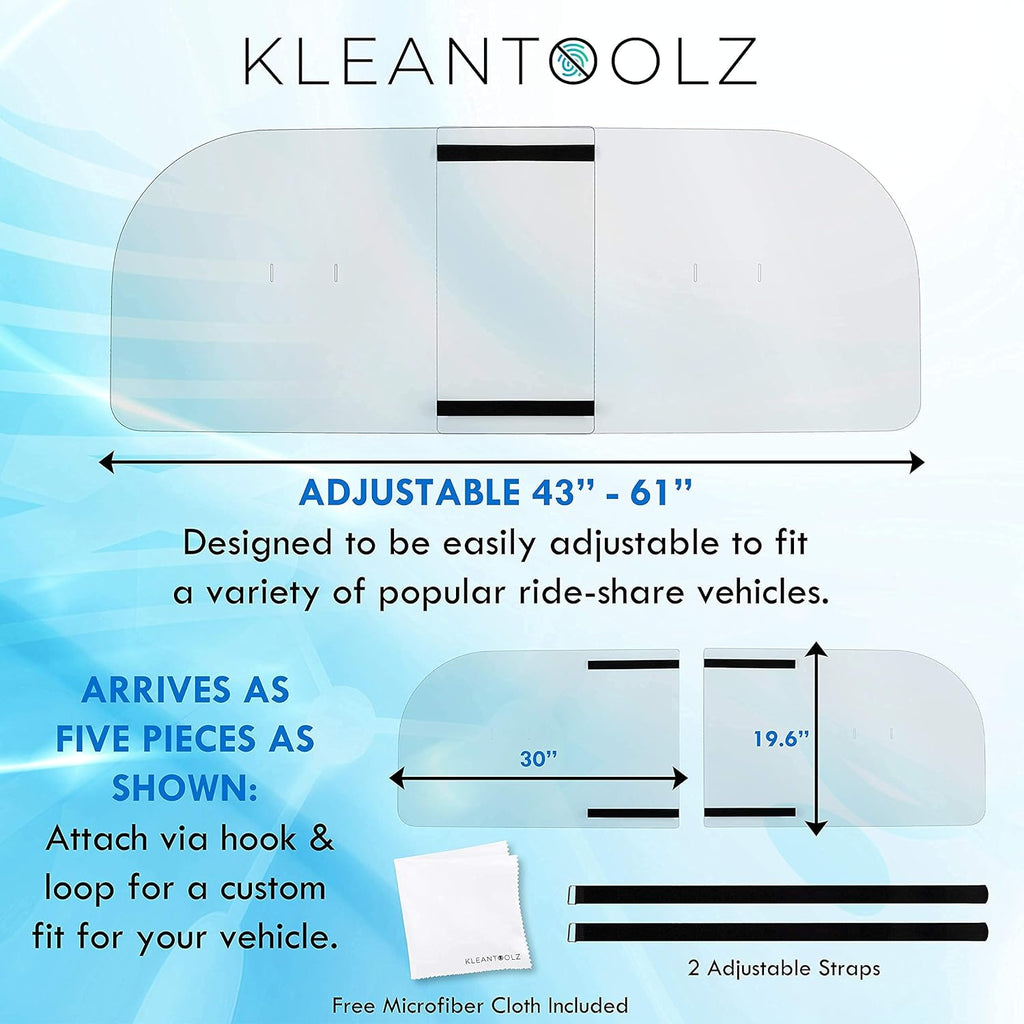 Adjustable Plexiglass Car Sneeze Guard Bundle with Cleaning Cloth E27370