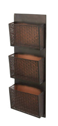Metallic Black / Beige Wall Mounted 3 Pocket Letter Holder M8613